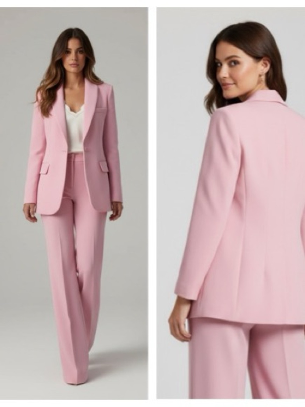 Zara Pink Tailored Blazer and Wide-Leg Trousers Set